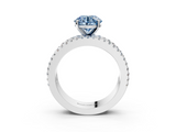 White gold Fancy Blue Round  Solitaire Diamond with Pave and Channel Set Band_108
