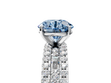 White gold Fancy Blue Round  Solitaire Diamond with Pave and Channel Set Band_110