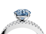 White gold Fancy Blue Round  Solitaire Diamond with Pave and Channel Set Band_116