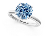 White gold Fancy Blue Round  Solitaire Engagement Ring with Cathedral Band and Four-Prong Setting_17