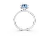 White gold Fancy Blue Round  Solitaire Engagement Ring with Cathedral Band and Four-Prong Setting_22