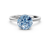White gold Fancy Blue Round  Solitaire Engagement Ring with Cathedral Band and Four-Prong Setting_38