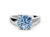 White gold Fancy Blue Round  Solitaire Engagement Ring with Four-Prong Setting and Tapered Band_3