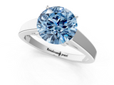 White gold Fancy Blue Round  Solitaire Engagement Ring with Four-Prong Setting and Tapered Band_4
