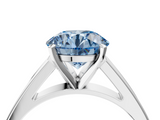 White gold Fancy Blue Round  Solitaire Engagement Ring with Four-Prong Setting and Tapered Band_7