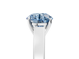 White gold Fancy Blue Round  Solitaire Engagement Ring with Four-Prong Setting and Tapered Band_8