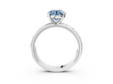 White gold Fancy Blue Round  Solitaire Engagement Ring with Scrollwork Band and Four-Prong Setting_139