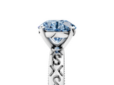 White gold Fancy Blue Round  Solitaire Engagement Ring with Scrollwork Band and Four-Prong Setting_141