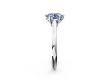 White gold Fancy Blue Round  Solitaire Engagement Ring with Six-Prong Setting and Classic Band 2