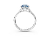 White gold Fancy Blue Round  Solitaire Engagement Ring with Six-Prong Setting and Classic Band 3