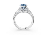 White gold Fancy Blue Round  Solitaire Filigree Engagement Ring with Halo and Prong Setting_88