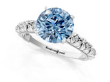 White gold Fancy Blue Round  Solitaire Floral Milgrain Engagement Ring_56