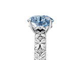 White gold Fancy Blue Round  Solitaire Floral Milgrain Engagement Ring_60