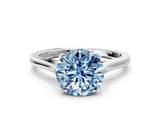 White gold Fancy Blue Round  Solitaire Heart Prong Engagement Ring with Tapered Band_55