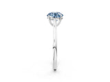 White gold Fancy Blue Round  Solitaire Heart Prong Engagement Ring with Tapered Band_57