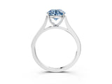 White gold Fancy Blue Round  Solitaire Heart Prong Engagement Ring with Tapered Band_58