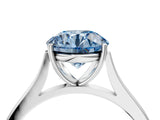 White gold Fancy Blue Round  Solitaire Heart Prong Engagement Ring with Tapered Band_59