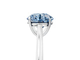 White gold Fancy Blue Round  Solitaire Heart Prong Engagement Ring with Tapered Band_60