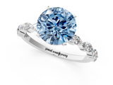 White gold Fancy Blue Round  Solitaire Marquise Side Stone Prong Setting Ring_60