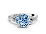 White gold Fancy Blue Round  Solitaire Marquise Twist Band with Six-Prong Setting_62