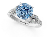White gold Fancy Blue Round  Solitaire Marquise Twist Band with Six-Prong Setting_63