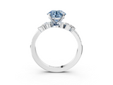 White gold Fancy Blue Round  Solitaire Marquise Twist Band with Six-Prong Setting_65