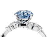 White gold Fancy Blue Round  Solitaire Marquise Twist Band with Six-Prong Setting_66