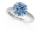 White gold Fancy Blue Round  Solitaire Pavé Band Prong Setting Ring_21