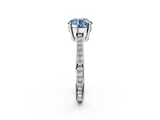 White gold Fancy Blue Round  Solitaire Pavé Band Prong Setting Ring_22