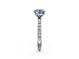 White gold Fancy Blue Round  Solitaire Pavé Band with Four-Prong Setting_158