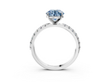 White gold Fancy Blue Round  Solitaire Pavé Band with Four-Prong Setting_159