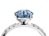 White gold Fancy Blue Round  Solitaire Pavé Band with Four-Prong Setting_160