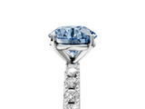 White gold Fancy Blue Round  Solitaire Pavé Band with Four-Prong Setting_161