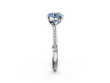 White gold Fancy Blue Round  Solitaire Pavé Band with Four-Prong Setting_30