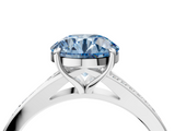 White gold Fancy Blue Round  Solitaire Pavé Band with Four-Prong Setting_32