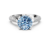 White gold Fancy Blue Round  Solitaire Pavé Diamond Engagement Ring with Four-Prong Setting_113