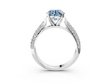 White gold Fancy Blue Round  Solitaire Pavé Diamond Engagement Ring with Four-Prong Setting_116