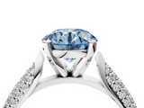 White gold Fancy Blue Round  Solitaire Pavé Diamond Engagement Ring with Four-Prong Setting_117