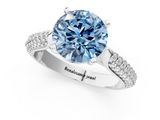 White gold Fancy Blue Round  Solitaire Pavé Diamond Engagement Ring with Four-Prong Setting_120