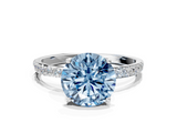 White gold Fancy Blue Round  Solitaire Pavé Diamond Engagement Ring with Four-Prong Setting_25