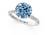 White gold Fancy Blue Round  Solitaire Pavé Diamond Engagement Ring with Four-Prong Setting_26