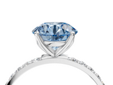 White gold Fancy Blue Round  Solitaire Pavé Diamond Engagement Ring with Four-Prong Setting_29