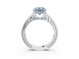 White gold Fancy Blue Round  Solitaire Pavé Diamond Milgrain Engagement Ring with Four-Prong Setting_6