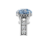 White gold Fancy Blue Round  Solitaire Pavé Diamond Milgrain Engagement Ring with Four-Prong Setting_8