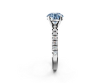 White gold Fancy Blue Round  Solitaire Pave Diamond Engagement Ring with Four-Prong Setting_262