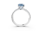 White gold Fancy Blue Round  Solitaire Pave Diamond Engagement Ring with Four-Prong Setting_264