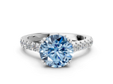 White gold Fancy Blue Round  Solitaire Pave Diamond Engagement Ring with Prong Setting_20