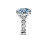 White gold Fancy Blue Round  Solitaire Pave Diamond Engagement Ring with Prong Setting_25