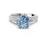 White gold Fancy Blue Round  Solitaire Pave Split Shank Engagement Ring with Six-Prong Setting_37