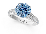 White gold Fancy Blue Round  Solitaire Pave Split Shank Engagement Ring with Six-Prong Setting_38